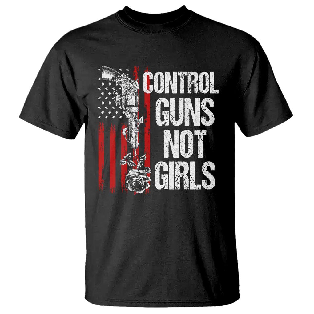 Harris Walz Feminist T Shirt Control Guns Not Girls Women's Rights Roses American Flag TS11 Black Print Your Wear