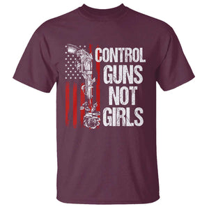 Harris Walz Feminist T Shirt Control Guns Not Girls Women's Rights Roses American Flag TS11 Maroon Print Your Wear