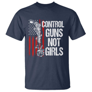 Harris Walz Feminist T Shirt Control Guns Not Girls Women's Rights Roses American Flag TS11 Navy Print Your Wear