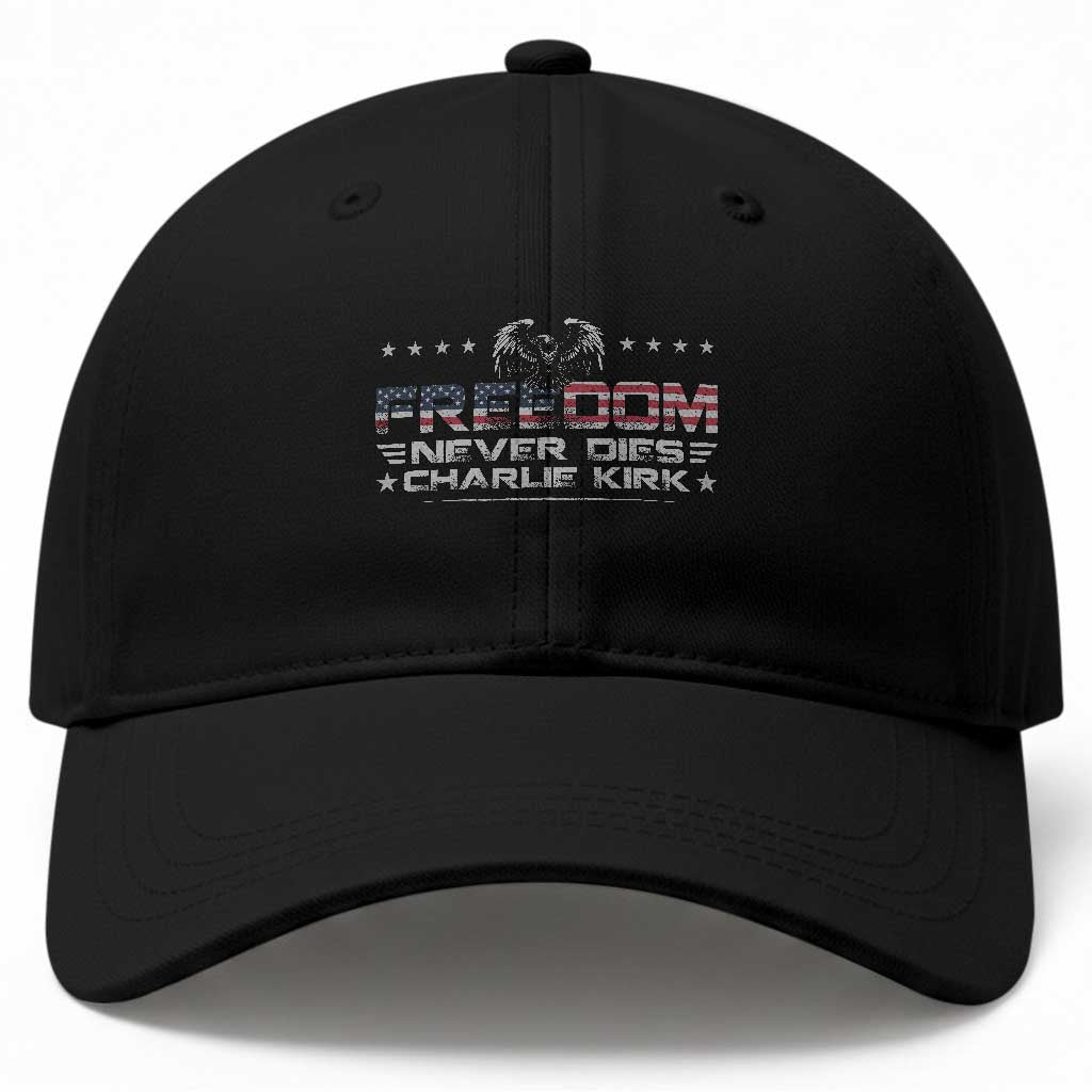 Freedom Never Dies Charlie Kirk Baseball Cap Vintage American Flag TS11 Print Your Wear