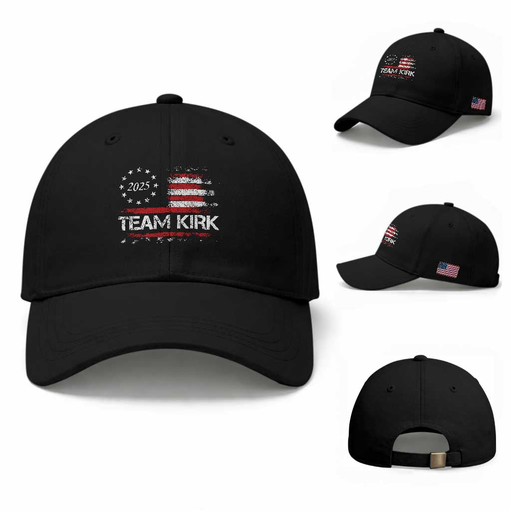 Team Kirk 2025 Baseball Cap Charlie Kirk Freedom Vintage American Flag TS11 Baseball Cap Universal Fit Black Print Your Wear
