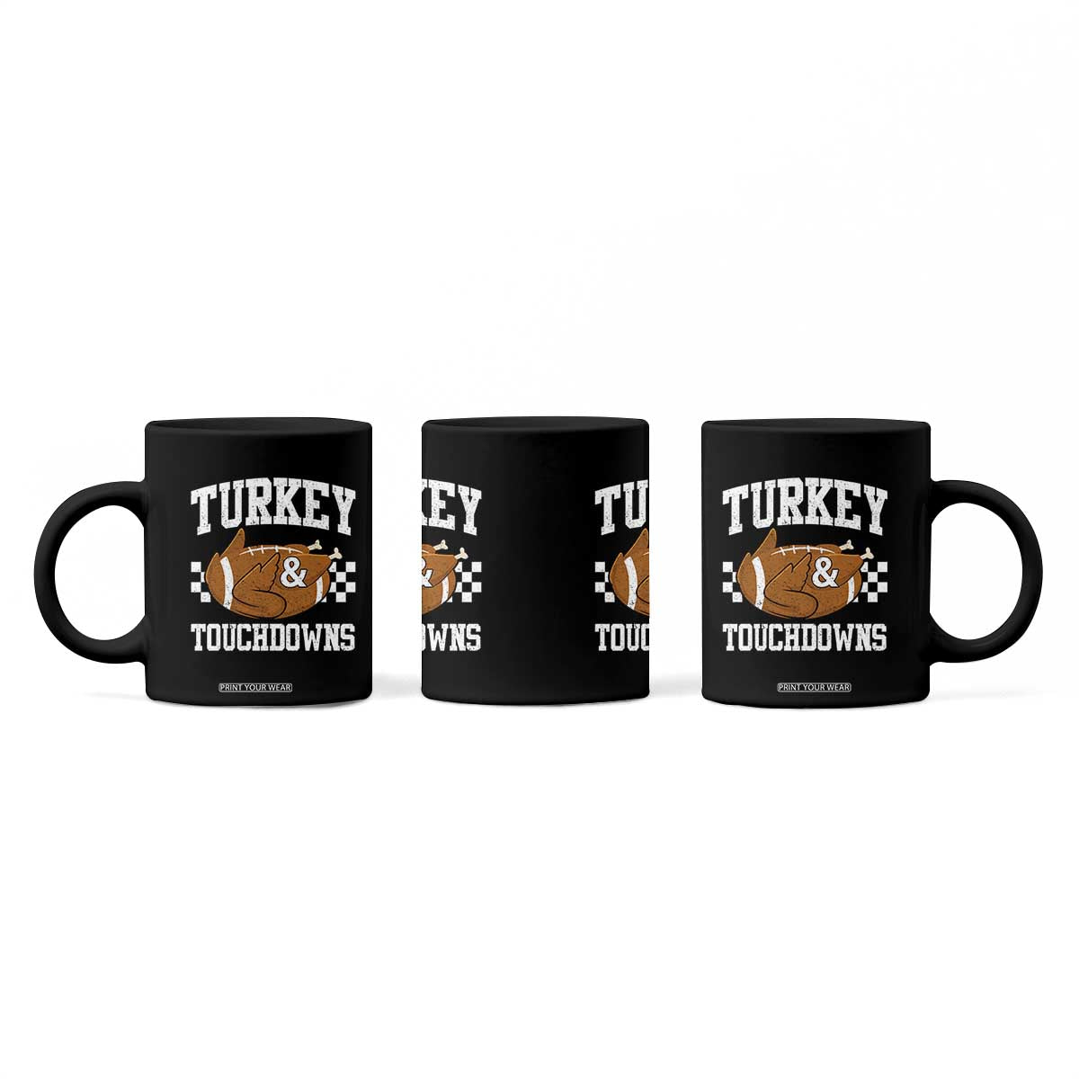 Funny Turkey And Touchdowns Coffee Mug Thanksgiving American Football TS11 Print Your Wear
