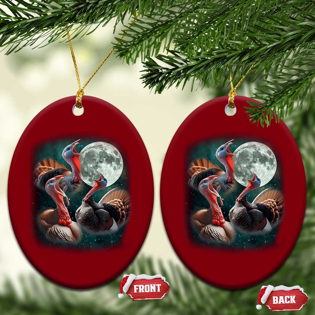 Funny Three Turkey Moon Ceramic Ornament Weird Cursed Thanksgiving Meme TS11 Print Your Wear