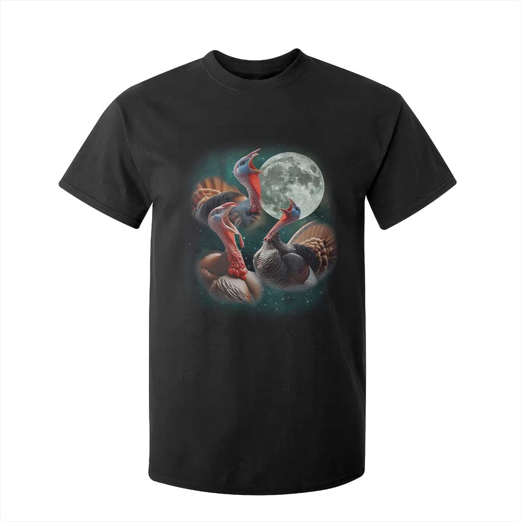 Funny Three Turkey Moon T Shirt For Kid Weird Cursed Thanksgiving Meme TS11 Black Print Your Wear
