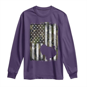Turkey Hunting Camo US American Flag Thanksgiving Long Sleeve Shirt TS11 Purple Print Your Wear