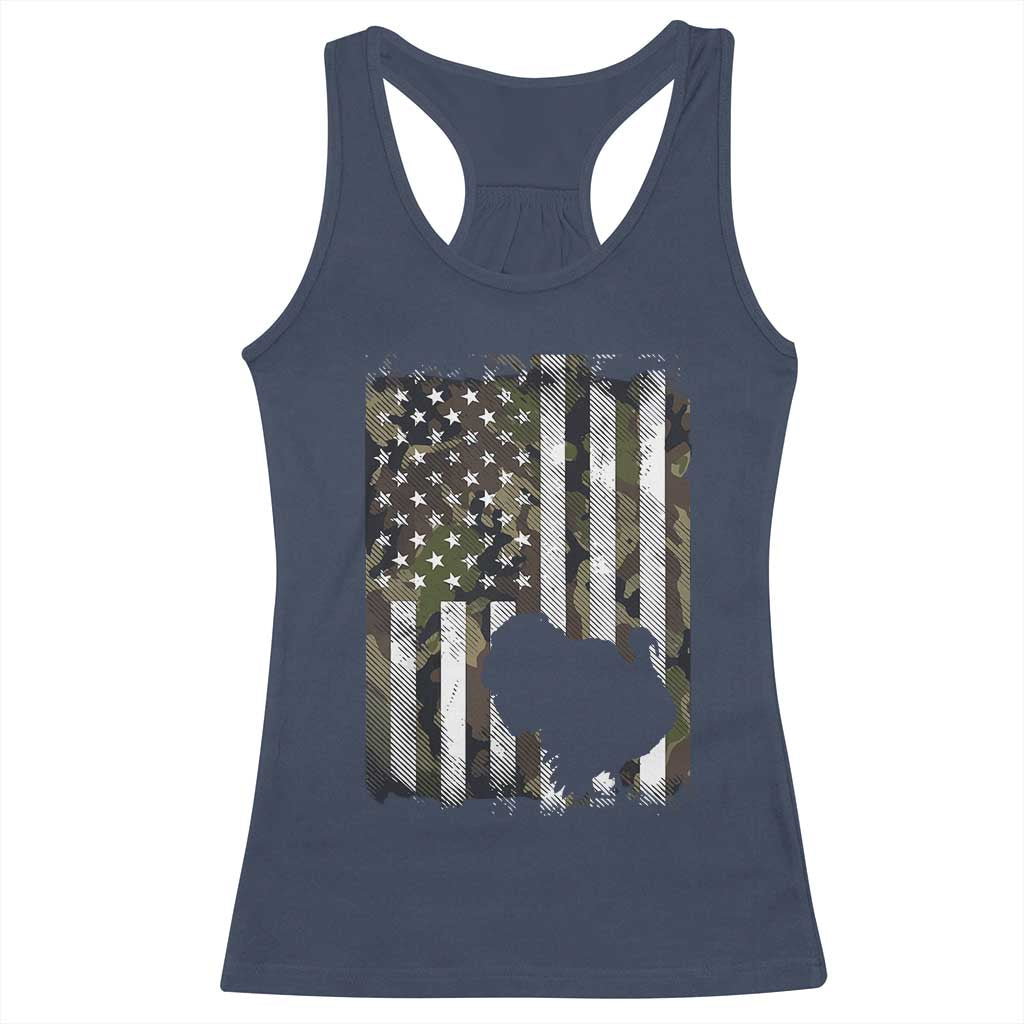 Turkey Hunting Camo US American Flag Thanksgiving Racerback Tank Top TS11 Navy Print Your Wear