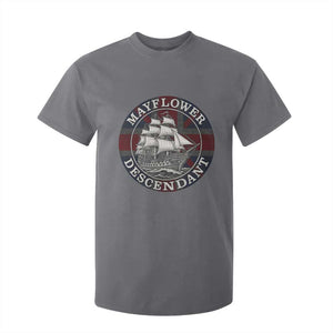 Mayflower Descendant T Shirt For Kid Pilgrim Fathers Thanksgiving History TS11 Charcoal Print Your Wear