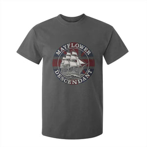 Mayflower Descendant T Shirt For Kid Pilgrim Fathers Thanksgiving History TS11 Dark Heather Print Your Wear