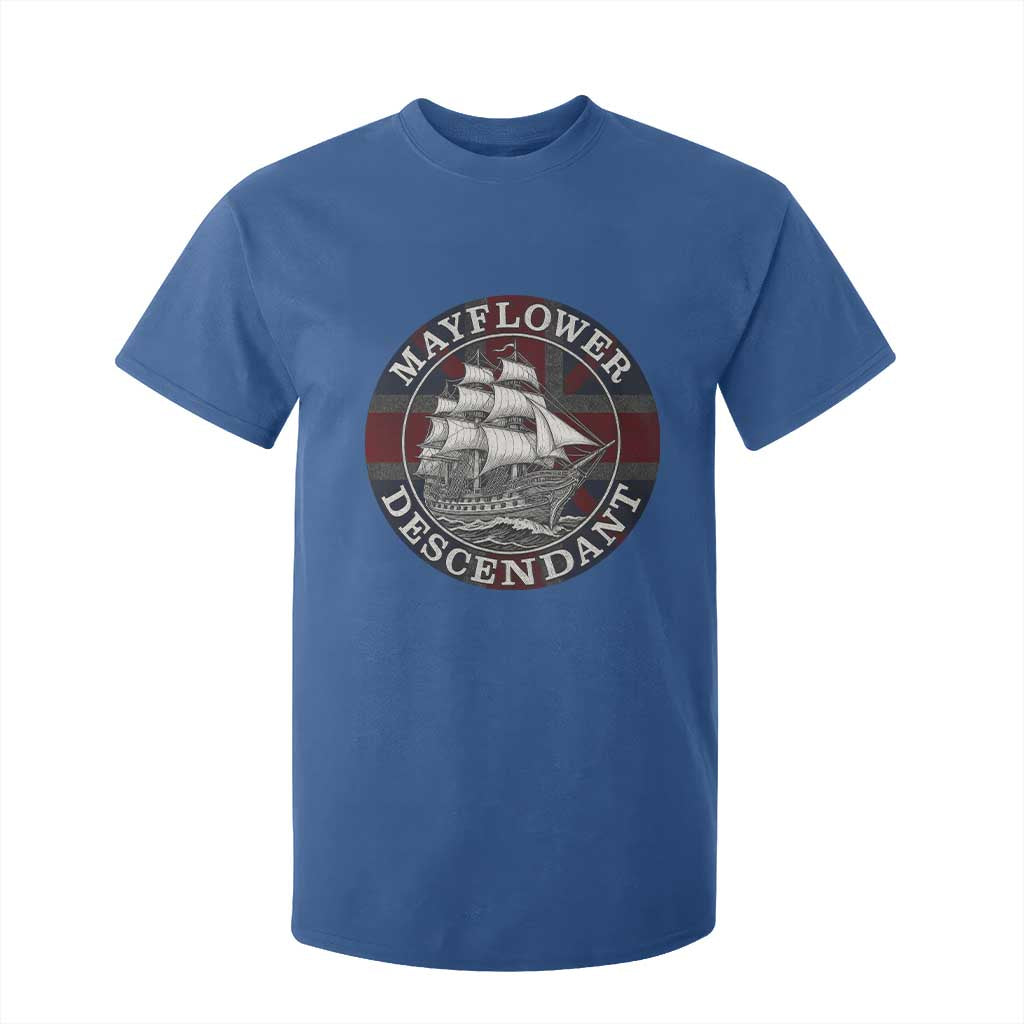 Mayflower Descendant T Shirt For Kid Pilgrim Fathers Thanksgiving History TS11 Royal Blue Print Your Wear