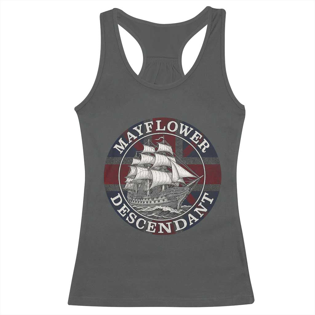Mayflower Descendant Racerback Tank Top Pilgrim Fathers Thanksgiving History TS11 Dark Heather Print Your Wear