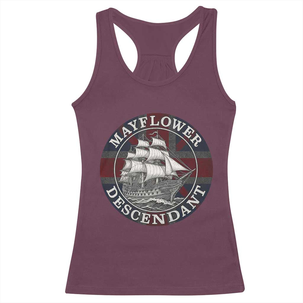 Mayflower Descendant Racerback Tank Top Pilgrim Fathers Thanksgiving History TS11 Maroon Print Your Wear
