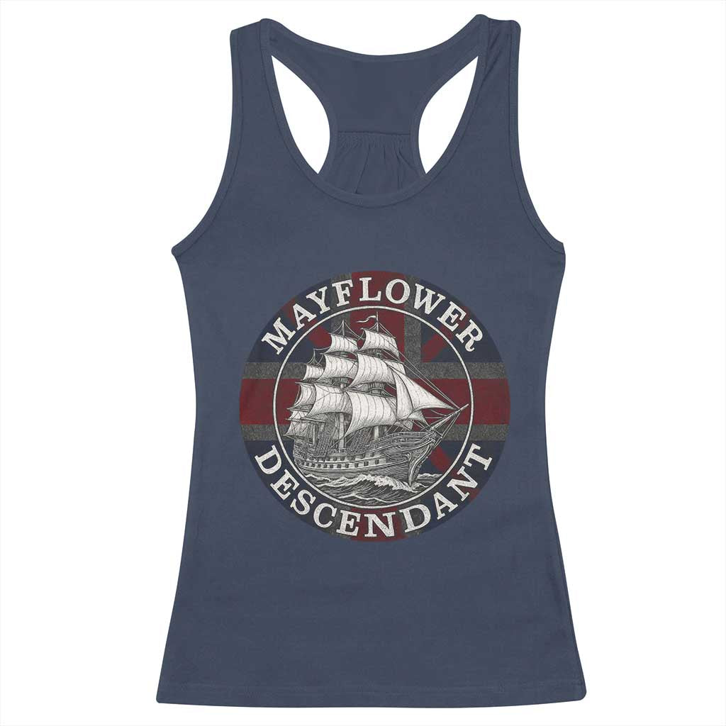 Mayflower Descendant Racerback Tank Top Pilgrim Fathers Thanksgiving History TS11 Navy Print Your Wear