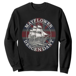 Mayflower Descendant Sweatshirt Pilgrim Fathers Thanksgiving History TS11 Black Print Your Wear