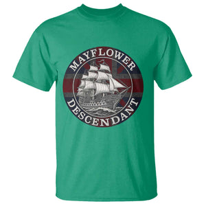 Mayflower Descendant T Shirt Pilgrim Fathers Thanksgiving History TS11 Irish Green Print Your Wear