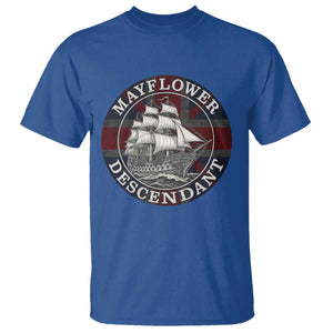 Mayflower Descendant T Shirt Pilgrim Fathers Thanksgiving History TS11 Royal Blue Print Your Wear