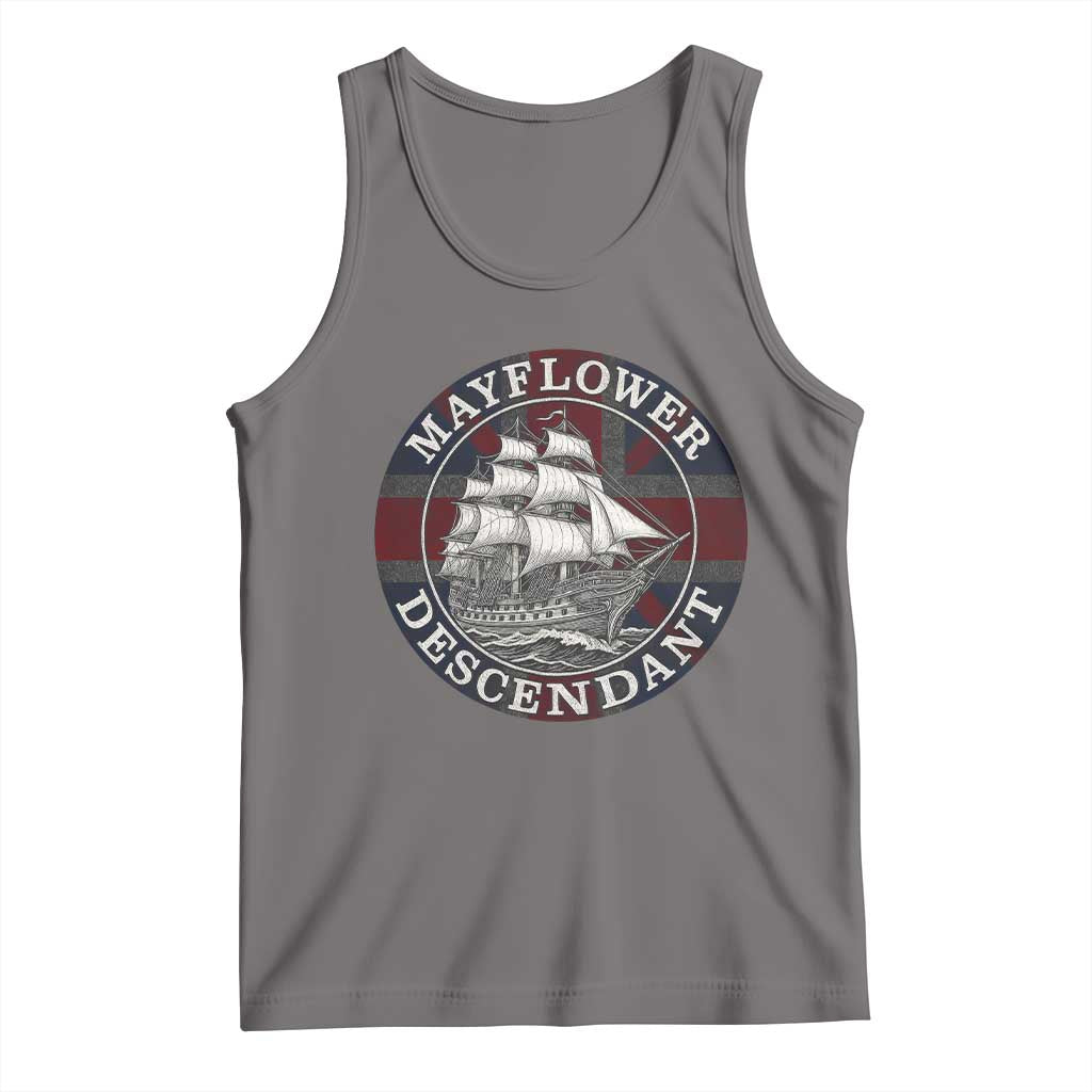 Mayflower Descendant Tank Top Pilgrim Fathers Thanksgiving History TS11 Deep Heather Print Your Wear
