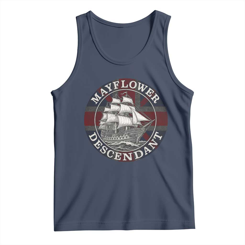 Mayflower Descendant Tank Top Pilgrim Fathers Thanksgiving History TS11 Navy Print Your Wear
