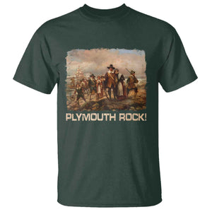 Plymouth Rock T Shirt Mayflower Pilgrims Thanksgiving History TS11 Dark Forest Green Print Your Wear