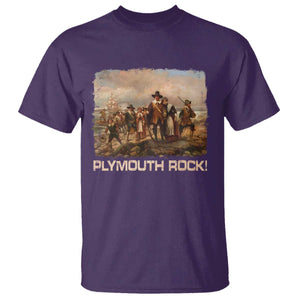 Plymouth Rock T Shirt Mayflower Pilgrims Thanksgiving History TS11 Purple Print Your Wear