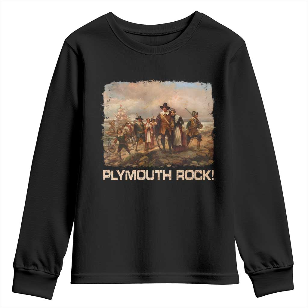 Plymouth Rock Youth Sweatshirt Mayflower Pilgrims Thanksgiving History TS11 Black Print Your Wear