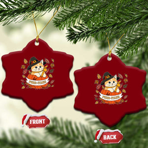 Funny Thanksgiving Cat Lover Ceramic Ornament Purritans Pilgrim Puritans Hat TS11 Print Your Wear