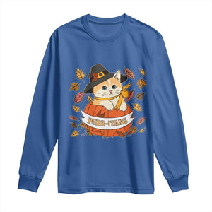 Funny Thanksgiving Cat Lover Long Sleeve Shirt Purritans Pilgrim Puritans Hat TS11 Royal Blue Print Your Wear