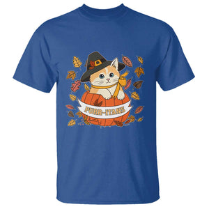 Funny Thanksgiving Cat Lover T Shirt Purritans Pilgrim Puritans Hat TS11 Royal Blue Print Your Wear