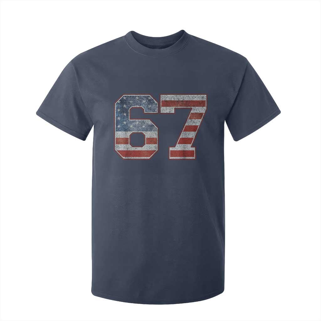Funny Six Seven 67 Meme Vintage American Flag T Shirt For Kid TS11 Navy Print Your Wear