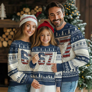 Funny Six Seven 67 Meme Vintage American Flag Knit Sweatshirt TS11 Navy Print Your Wear