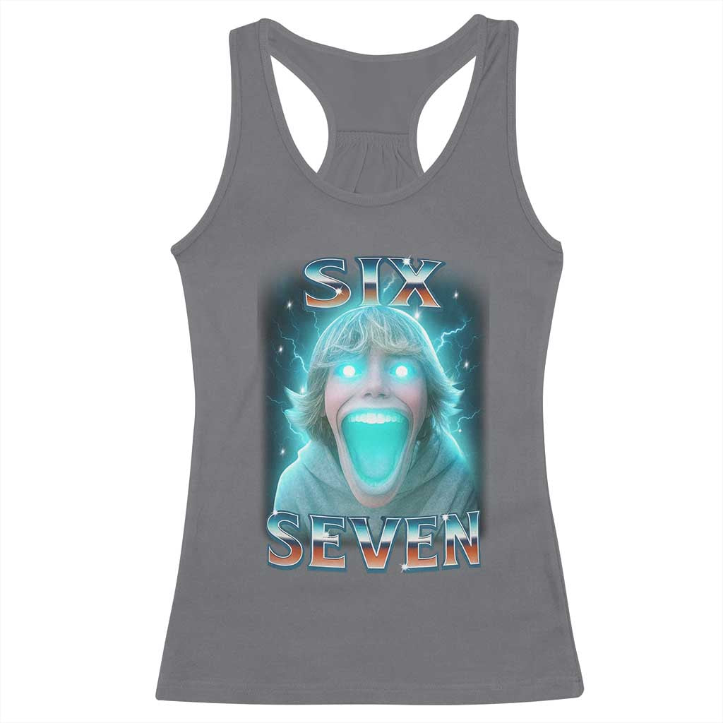 Funny Six Seven The Mason 67 Kid Gen Alpha Meme Racerback Tank Top TS11 Charcoal Print Your Wear