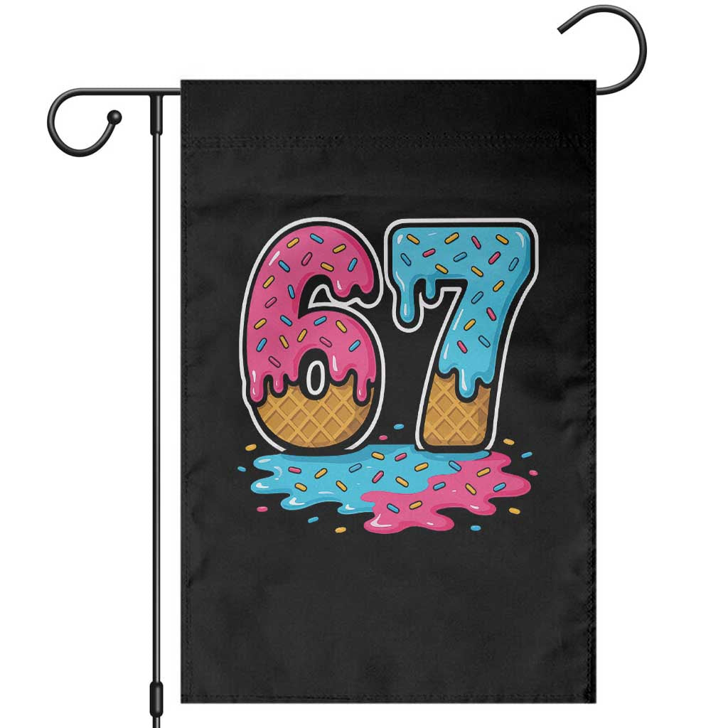 Funny 67 Ice Cream Drip Meme Six Seven Gen Alpha Slang Garden Flag TS11 Black Print Your Wear