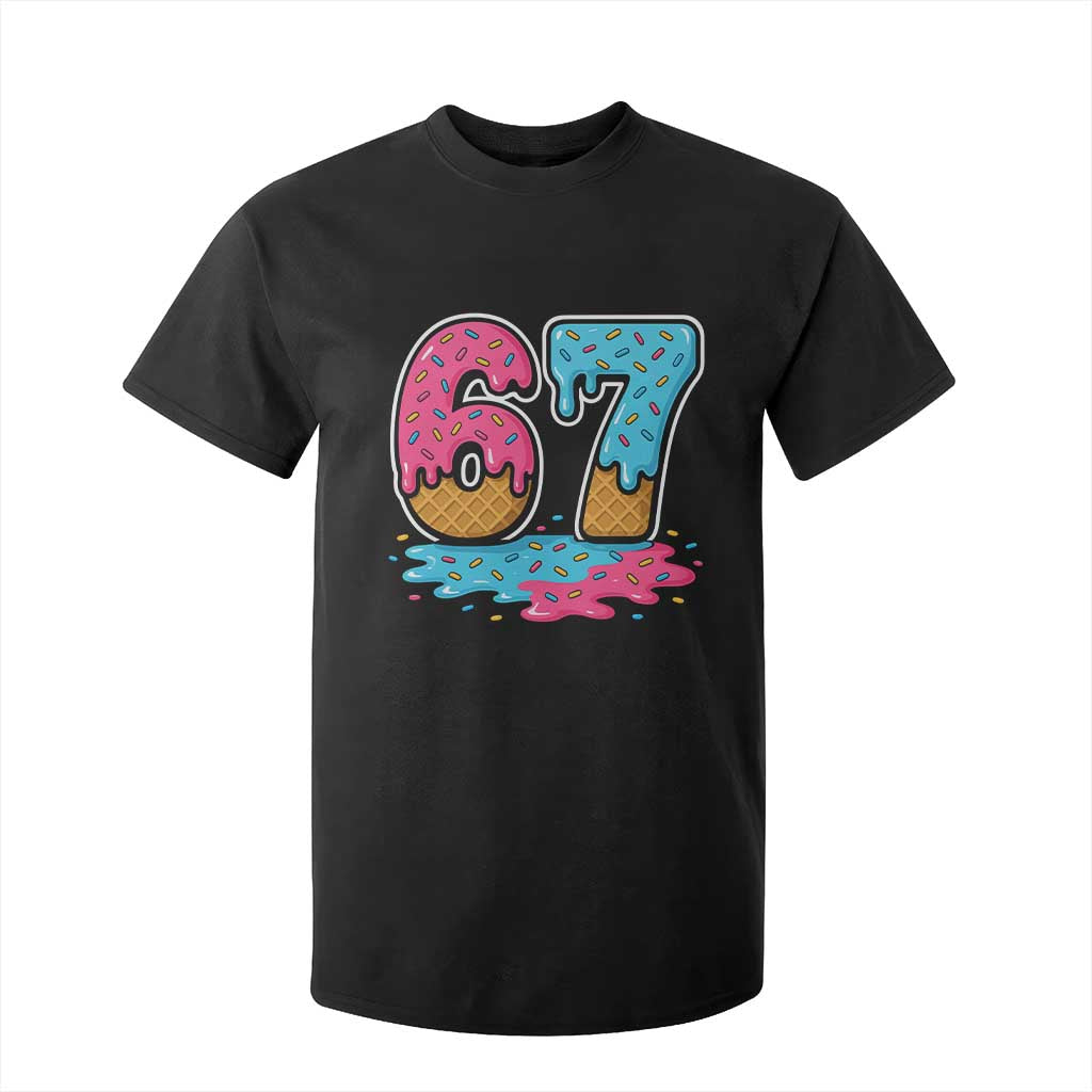 Funny 67 Ice Cream Drip Meme Six Seven Gen Alpha Slang T Shirt For Kid TS11 Black Print Your Wear