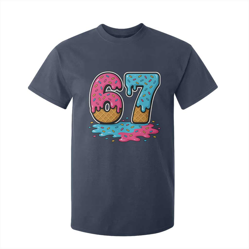 Funny 67 Ice Cream Drip Meme Six Seven Gen Alpha Slang T Shirt For Kid TS11 Navy Print Your Wear
