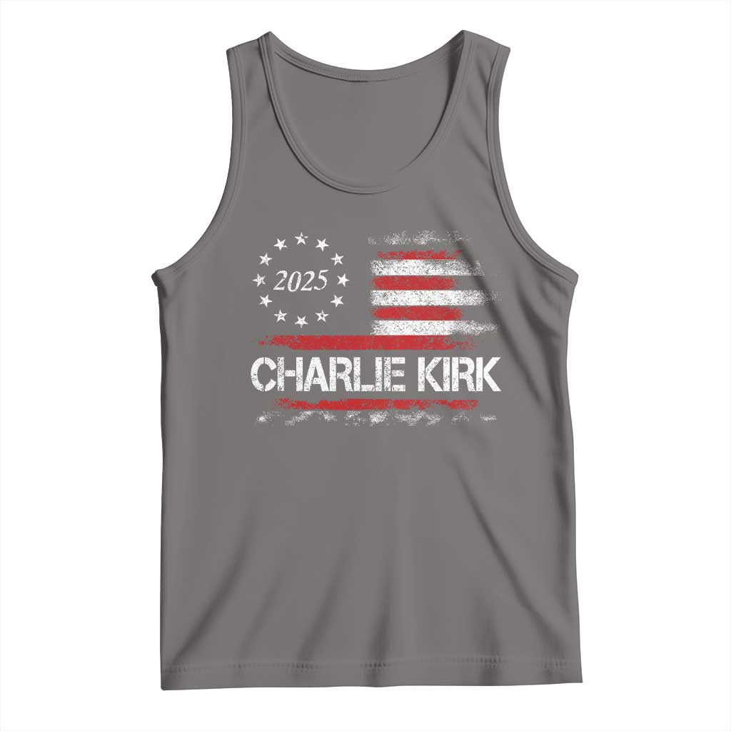 Charlie Kirk 2025 Tank Top Freedom Vintage American Flag TS11 Deep Heather Print Your Wear