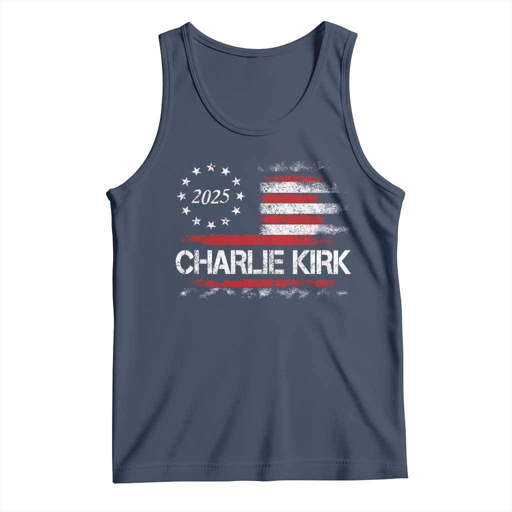 Charlie Kirk 2025 Tank Top Freedom Vintage American Flag TS11 Navy Print Your Wear