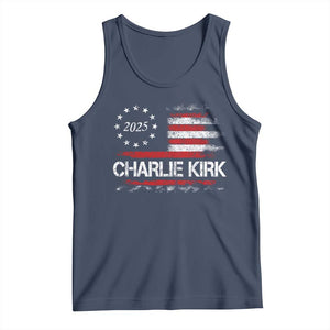 Charlie Kirk 2025 Tank Top Freedom Vintage American Flag TS11 Navy Print Your Wear