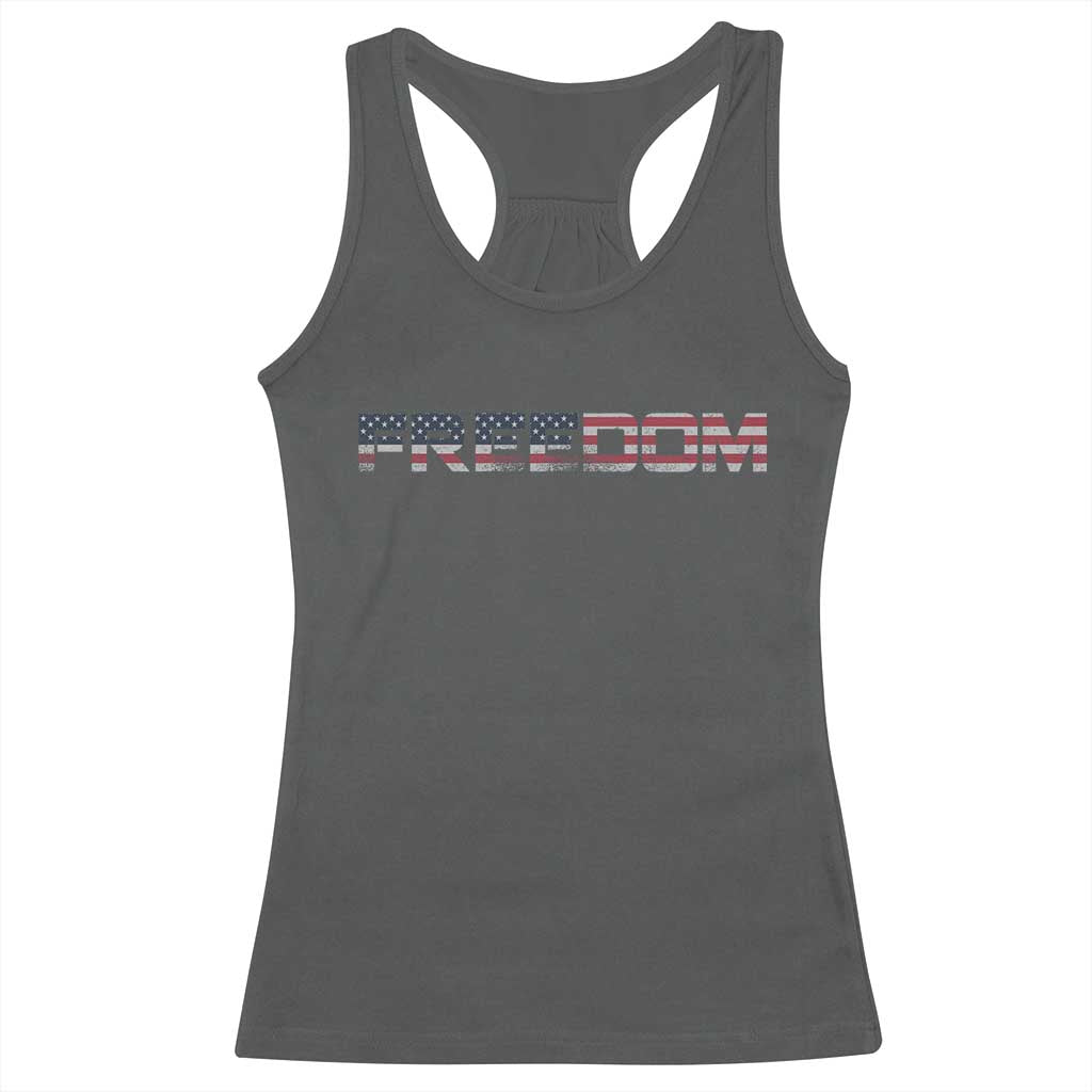 Freedom Patriotic Motivational Quote American Flag Racerback Tank Top TS11 Dark Heather Print Your Wear