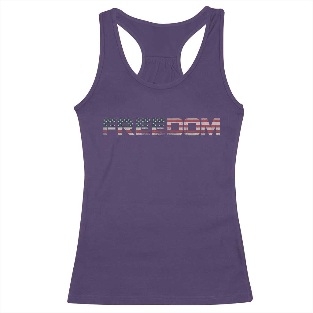 Freedom Patriotic Motivational Quote American Flag Racerback Tank Top TS11 Purple Print Your Wear