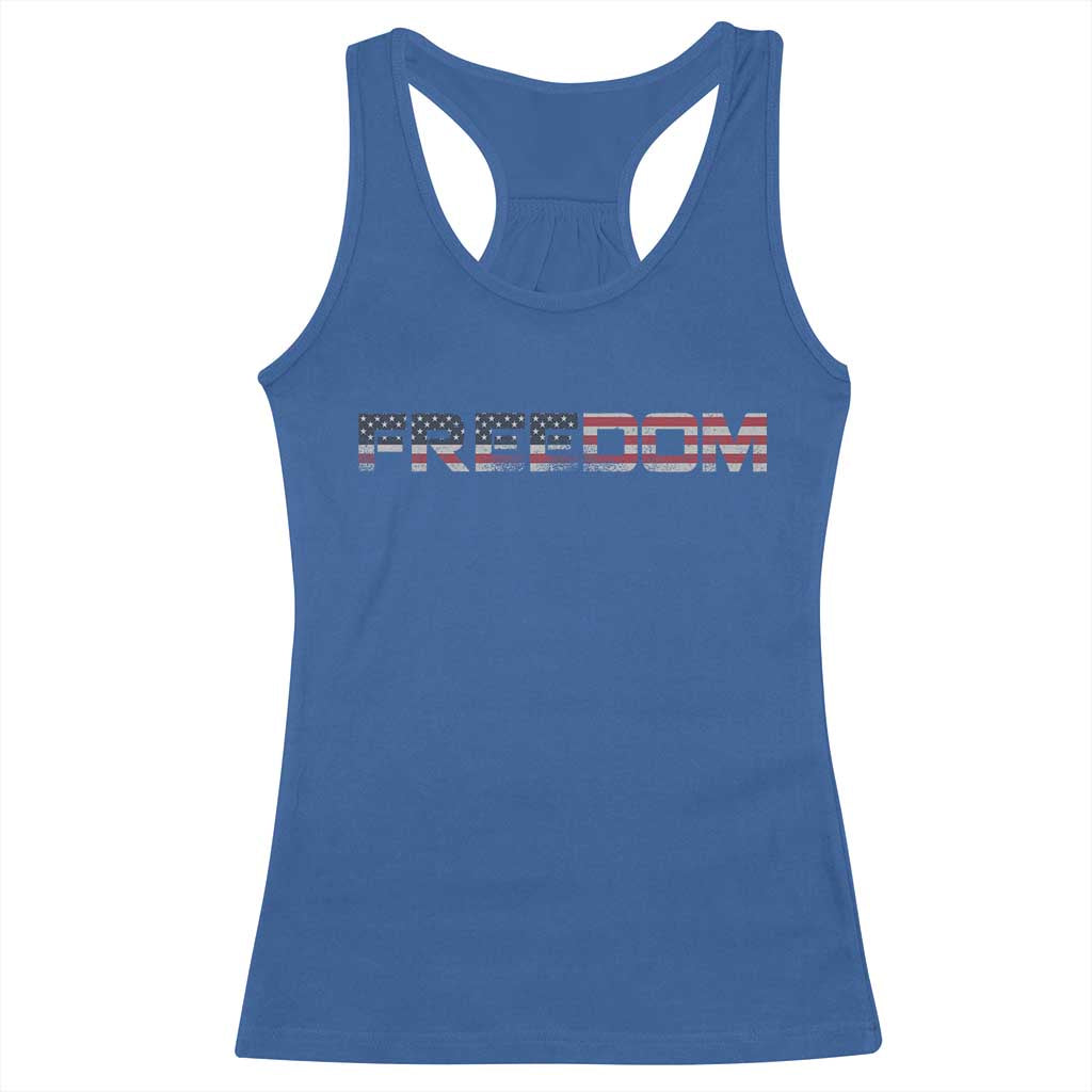 Freedom Patriotic Motivational Quote American Flag Racerback Tank Top TS11 Royal Blue Print Your Wear
