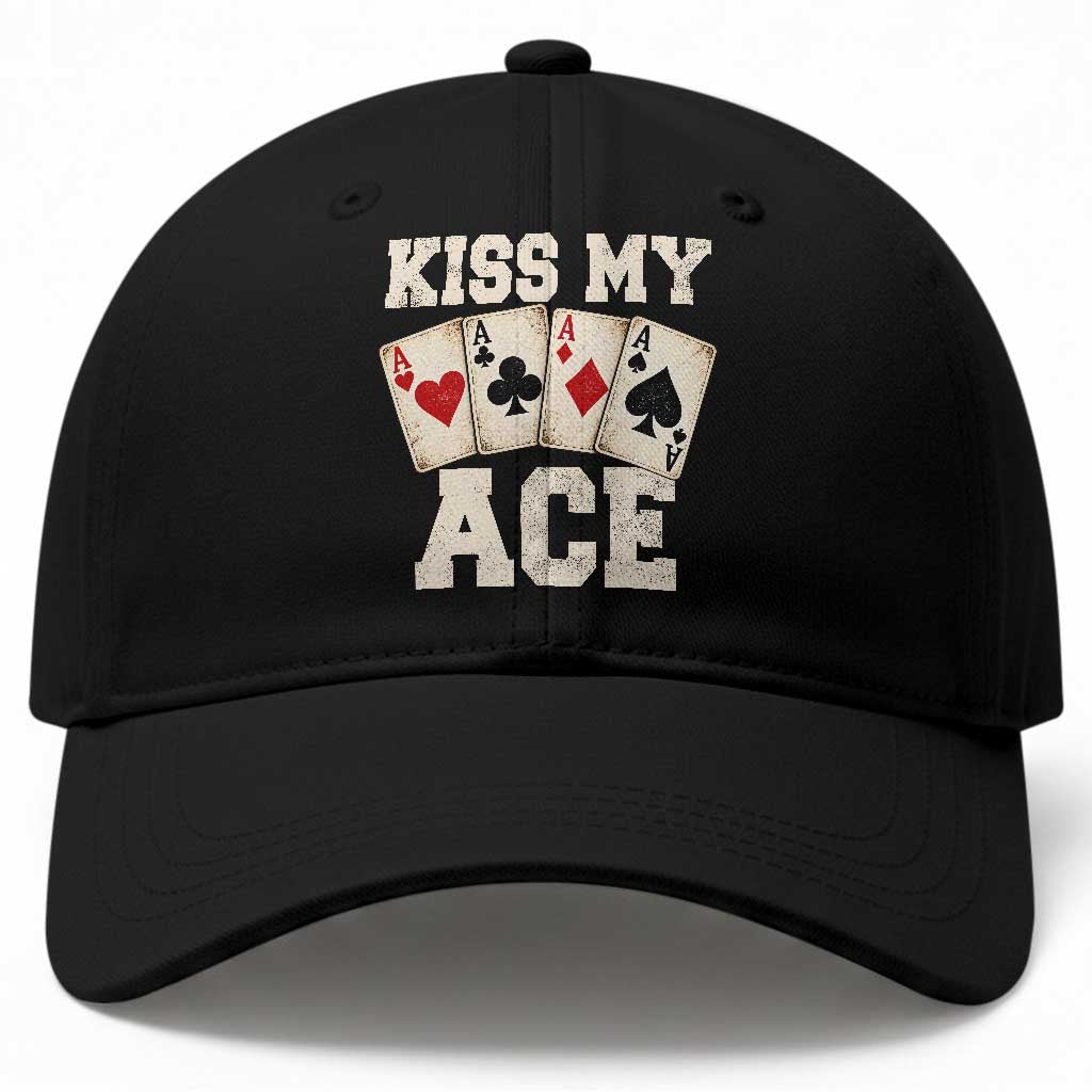 Kiss My Ace Poker Baseball Cap Funny Casino Gambling Playing Cards
