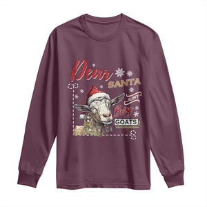 Funny Yule Long Sleeve Shirt Dear Santa Just Bring Goats Krampus TS11 Maroon Print Your Wear