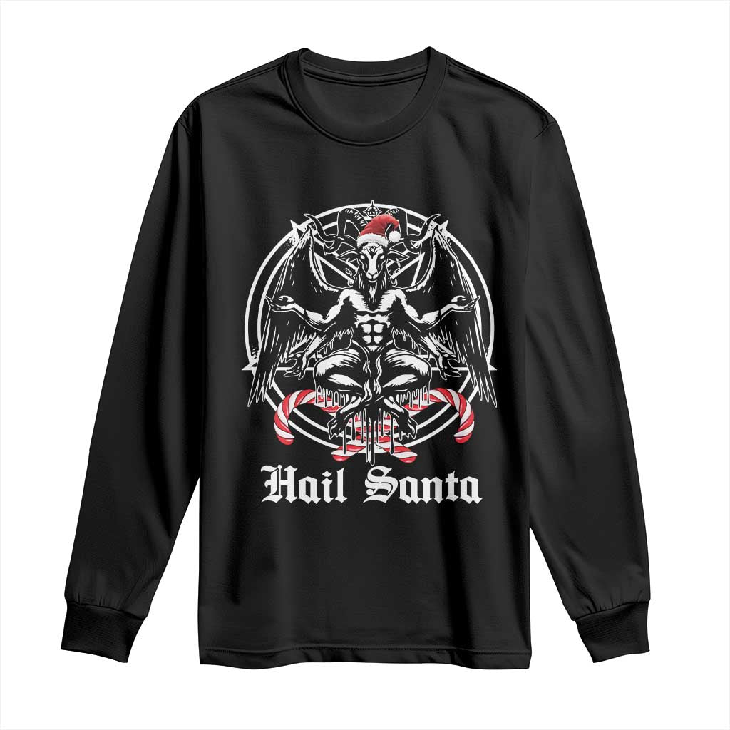 Hail Santa Gothic Christmas Long Sleeve Shirt Baphomet Gothmas Pentagram TS11 Black Print Your Wear