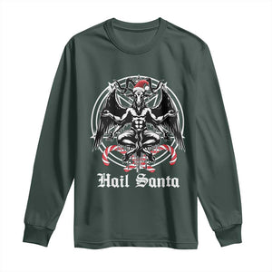 Hail Santa Gothic Christmas Long Sleeve Shirt Baphomet Gothmas Pentagram TS11 Dark Forest Green Print Your Wear