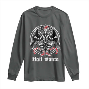 Hail Santa Gothic Christmas Long Sleeve Shirt Baphomet Gothmas Pentagram TS11 Dark Heather Print Your Wear