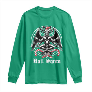 Hail Santa Gothic Christmas Long Sleeve Shirt Baphomet Gothmas Pentagram TS11 Irish Green Print Your Wear