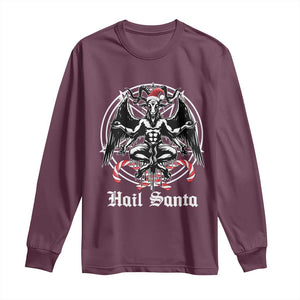 Hail Santa Gothic Christmas Long Sleeve Shirt Baphomet Gothmas Pentagram TS11 Maroon Print Your Wear