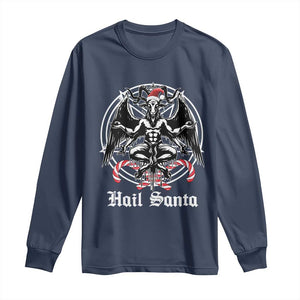 Hail Santa Gothic Christmas Long Sleeve Shirt Baphomet Gothmas Pentagram TS11 Navy Print Your Wear