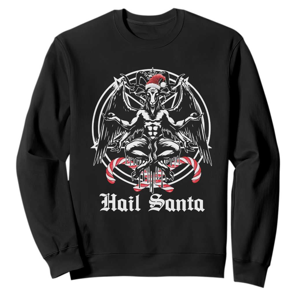 Hail Santa Gothic Christmas Sweatshirt Baphomet Gothmas Pentagram TS11 Black Print Your Wear