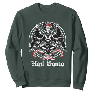 Hail Santa Gothic Christmas Sweatshirt Baphomet Gothmas Pentagram TS11 Dark Forest Green Print Your Wear