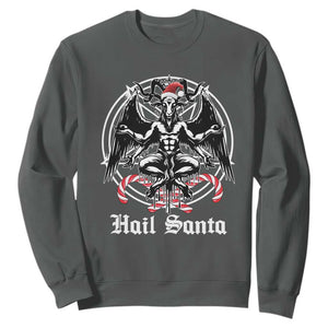 Hail Santa Gothic Christmas Sweatshirt Baphomet Gothmas Pentagram TS11 Dark Heather Print Your Wear